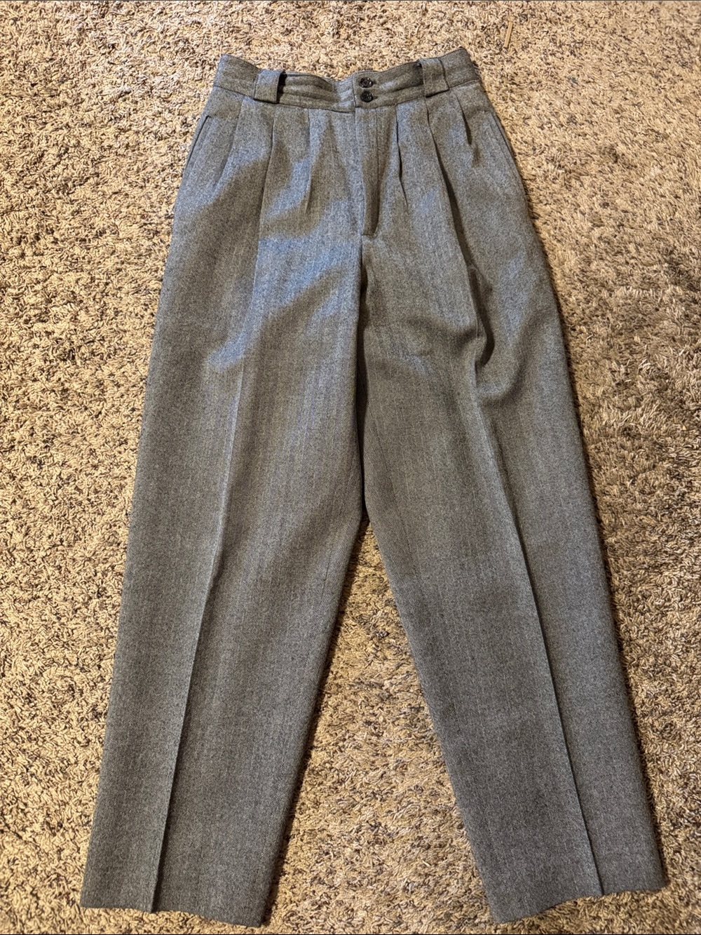 Giorgio Sant Angelo 100% Wool High-Waist Women's Gray Pleated Trousers